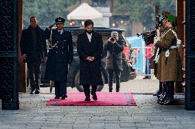 President of Chile Gabriel Boric enters the Palacio de La Moneda